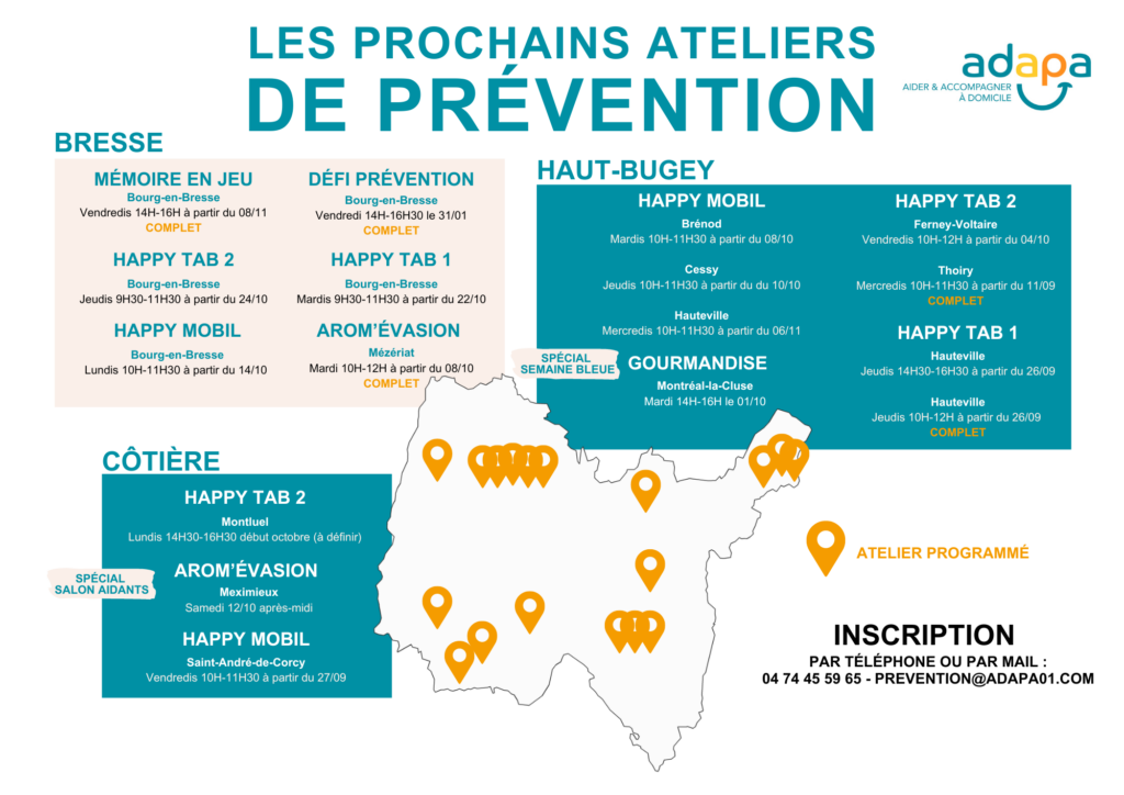 Nos prochains ateliers prévention ! – Adapa